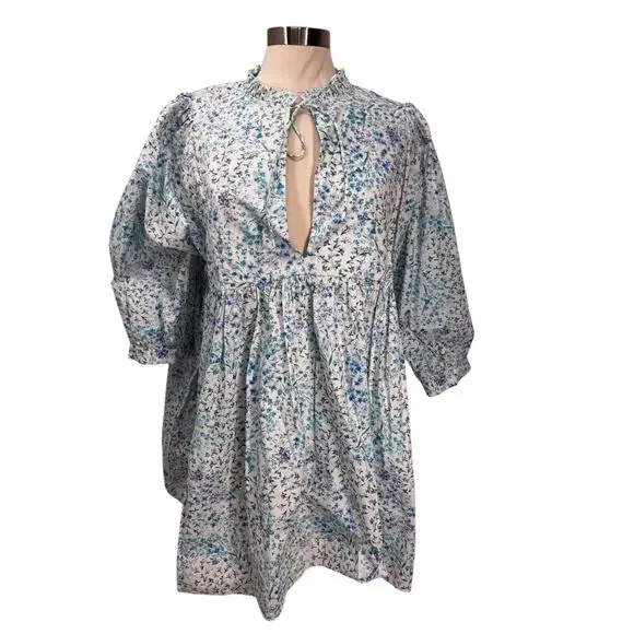 ZARA Blogger Fave Floral Printed Poplin Mini Babydoll Dress - Picture 4 of 10